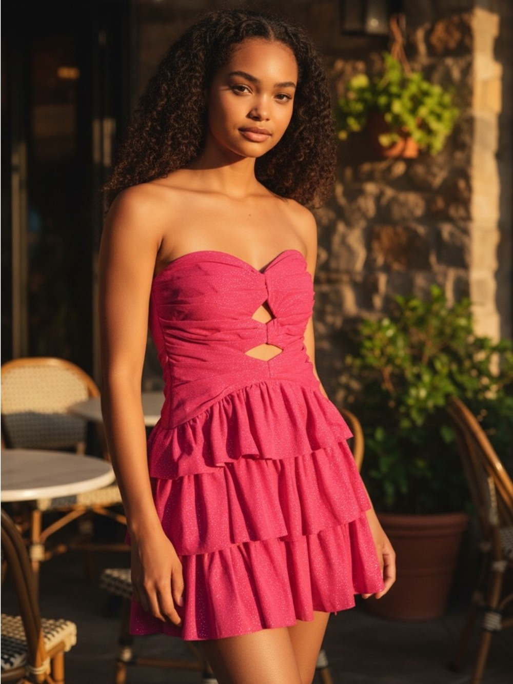 PINK STRAPLESS MINI DRESS SIZE 4